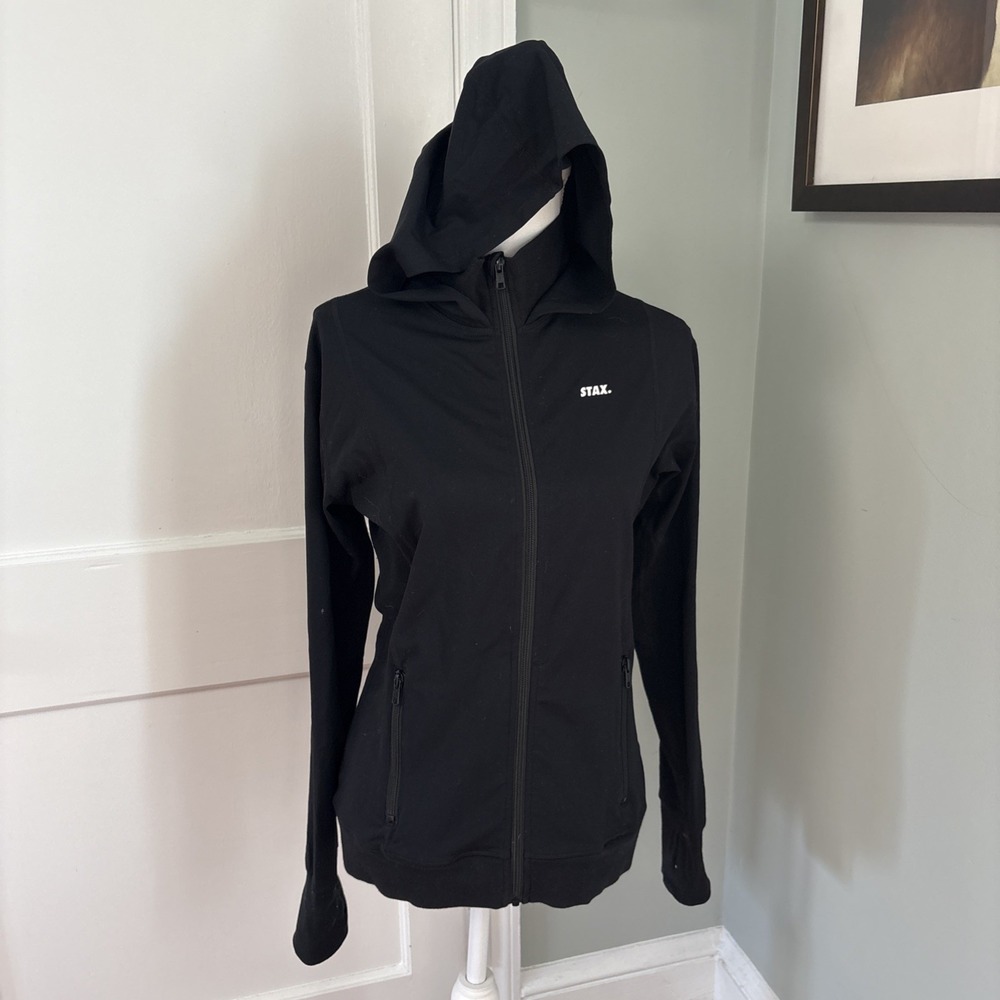 Stax Jacket Womens Large Full Zip Long Sleeve Thumbholes Athletic Lightweight